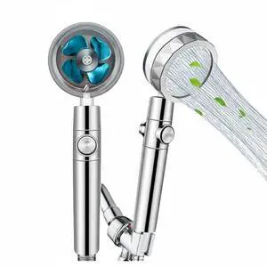 High Pressure Shower Head Adjustable 360° Rotation Turbine Water Saving Shower - Blue High Pressure Shower Head Adjustable 360° Rotation Turbine Water Saving Shower - Blue