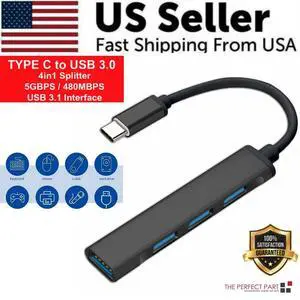 Multiport USB-C Hub Type C To USB 3.0 4K HDMI Adapter For Macbook Pro / Air USA - 4-in-1 Black Multiport USB-C Hub Type C To USB 3.0 4K HDMI Adapter For Macbook Pro / Air USA - 4-in-1 Black