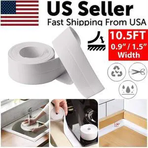 10.5FT PVC Self Adhesive Caulk Sealing Strip Tape For Kitchen Wall Sink Toilet - 10.5ft x 1.5in 10.5FT PVC Self Adhesive Caulk Sealing Strip Tape For Kitchen Wall Sink Toilet - 10.5ft x 1.5in
