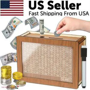 Cash Vault Wooden Savings Box Wooden Cash Saver Money Saving Box With Countdown - Ten Thousand Dollars Cash Vault Wooden Savings Box Wooden Cash Saver Money Saving Box With Countdown - Ten Thousand Dollars