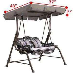 77"x43" Patio Outdoor Garden Swing 300D Canopy Replacement Porch Top Cover Seat - Gray 77"x43" Patio Outdoor Garden Swing 300D Canopy Replacement Porch Top Cover Seat - Gray