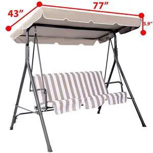 77"x43" Patio Outdoor Garden Swing 300D Canopy Replacement Porch Top Cover Seat - Beige 77"x43" Patio Outdoor Garden Swing 300D Canopy Replacement Porch Top Cover Seat - Beige