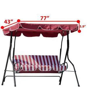 77"x43" Patio Outdoor Garden Swing 300D Canopy Replacement Porch Top Cover Seat - Burgundy 77"x43" Patio Outdoor Garden Swing 300D Canopy Replacement Porch Top Cover Seat - Burgundy
