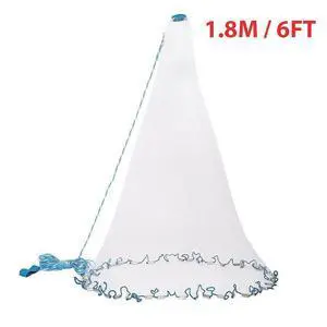 6/8/10/12/16FT Fishing Cast Net Bait Easy Throw Hand Cast Strong Nylon Mesh USA - 1.8M / 6FT 6/8/10/12/16FT Fishing Cast Net Bait Easy Throw Hand Cast Strong Nylon Mesh USA - 1.8M / 6FT