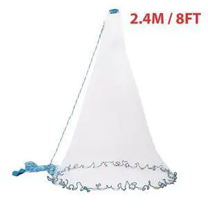 6/8/10/12/16FT Fishing Cast Net Bait Easy Throw Hand Cast Strong Nylon Mesh USA - 2.4M / 8FT 6/8/10/12/16FT Fishing Cast Net Bait Easy Throw Hand Cast Strong Nylon Mesh USA - 2.4M / 8FT