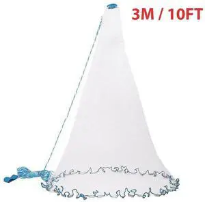 6/8/10/12/16FT Fishing Cast Net Bait Easy Throw Hand Cast Strong Nylon Mesh USA - 3M / 10FT 6/8/10/12/16FT Fishing Cast Net Bait Easy Throw Hand Cast Strong Nylon Mesh USA - 3M / 10FT