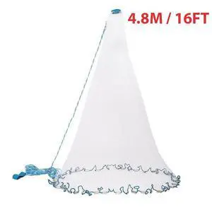 6/8/10/12/16FT Fishing Cast Net Bait Easy Throw Hand Cast Strong Nylon Mesh USA - 4.8M / 16FT 6/8/10/12/16FT Fishing Cast Net Bait Easy Throw Hand Cast Strong Nylon Mesh USA - 4.8M / 16FT