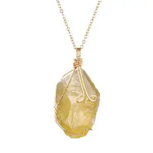 Natural Gemstone Necklace Chakra Stone Pendant Energy Healing Crystal with Chain - Citrine Natural Gemstone Necklace Chakra Stone Pendant Energy Healing Crystal with Chain - Citrine