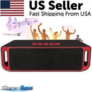 Bluetooth Speaker Wireless Waterproof Outdoor Stereo Bass USB/TF/FM Radio LOUD - Red Bluetooth Speaker Wireless Waterproof Outdoor Stereo Bass USB/TF/FM Radio LOUD - Red