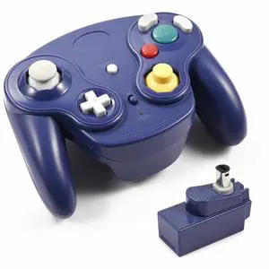 Wireless Game Controller With Adapter For Original Gamecube Retro Classic GC NGC - Blue Wireless Game Controller With Adapter For Original Gamecube Retro Classic GC NGC - Blue