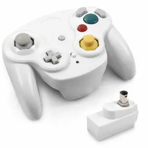 Wireless Game Controller With Adapter For Original Gamecube Retro Classic GC NGC - White Wireless Game Controller With Adapter For Original Gamecube Retro Classic GC NGC - White