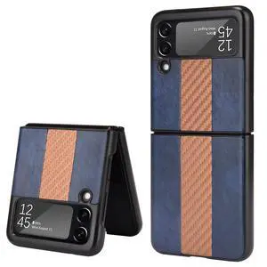 For Samsung Galaxy Z Flip 3 5G Slim Folding Leather Shockproof Phone Case Cover - Blue For Samsung Galaxy Z Flip 3 5G Slim Folding Leather Shockproof Phone Case Cover - Blue