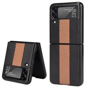 For Samsung Galaxy Z Flip 3 5G Slim Folding Leather Shockproof Phone Case Cover - Black For Samsung Galaxy Z Flip 3 5G Slim Folding Leather Shockproof Phone Case Cover - Black