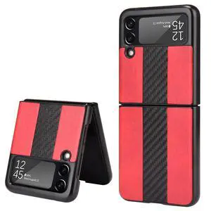 For Samsung Galaxy Z Flip 3 5G Slim Folding Leather Shockproof Phone Case Cover - Red For Samsung Galaxy Z Flip 3 5G Slim Folding Leather Shockproof Phone Case Cover - Red