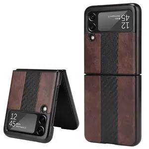 For Samsung Galaxy Z Flip 3 5G Slim Folding Leather Shockproof Phone Case Cover - Brown For Samsung Galaxy Z Flip 3 5G Slim Folding Leather Shockproof Phone Case Cover - Brown