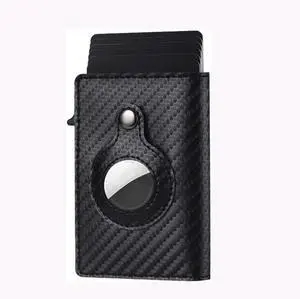 For Airtag Wallet Case Genuine Leather Credit Card Holder Magnetic Air Tag Cover - Carbon Fiber For Airtag Wallet Case Genuine Leather Credit Card Holder Magnetic Air Tag Cover - Carbon Fiber