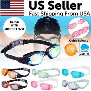 Clear Comfortable Swimming Goggles UV- Anti-Fog Swim Glasses Mirror Adult & Kids - Black with Mirrored Lenses Clear Comfortable Swimming Goggles UV- Anti-Fog Swim Glasses Mirror Adult & Kids - Black with Mirrored Lenses