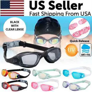 Clear Comfortable Swimming Goggles UV- Anti-Fog Swim Glasses Mirror Adult & Kids - Black with Clear Lenses Clear Comfortable Swimming Goggles UV- Anti-Fog Swim Glasses Mirror Adult & Kids - Black with Clear Lenses