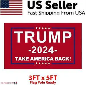 3x5' 2024 President Donald Trump Flag Take America Back Save USA Again Banner - #4 Red Take America Back! 3x5' 2024 President Donald Trump Flag Take America Back Save USA Again Banner - #4 Red Take America Back!
