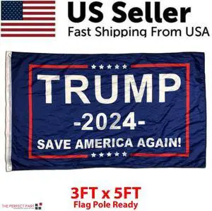 3x5' 2024 President Donald Trump Flag Take America Back Save USA Again Banner - #5 Blue Save America Again! 3x5' 2024 President Donald Trump Flag Take America Back Save USA Again Banner - #5 Blue Save America Again!