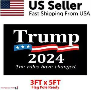 3x5' 2024 President Donald Trump Flag Take America Back Save USA Again Banner - #3 Black Rules Changed 3x5' 2024 President Donald Trump Flag Take America Back Save USA Again Banner - #3 Black Rules Changed