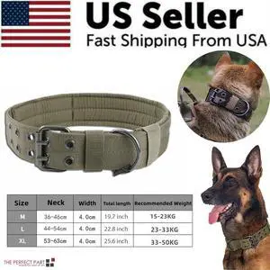 2''Wide Tactical Heavy Duty Nylon Large Dog Collar K9 Military With Metal Buckle - L - Neck 18.9" ~ 22.8" 2''Wide Tactical Heavy Duty Nylon Large Dog Collar K9 Military With Metal Buckle - L - Neck 18.9" ~ 22.8"