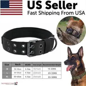 2''Wide Tactical Heavy Duty Nylon Large Dog Collar K9 Military With Metal Buckle - M - Neck 15.7" ~ 19.7" 2''Wide Tactical Heavy Duty Nylon Large Dog Collar K9 Military With Metal Buckle - M - Neck 15.7" ~ 19.7"