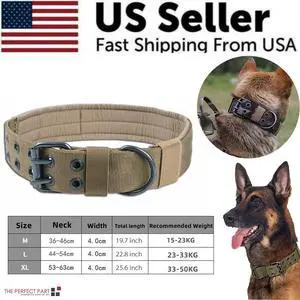2''Wide Tactical Heavy Duty Nylon Large Dog Collar K9 Military With Metal Buckle - L - Neck 18.9" ~ 22.8" 2''Wide Tactical Heavy Duty Nylon Large Dog Collar K9 Military With Metal Buckle - L - Neck 18.9" ~ 22.8"