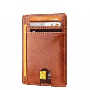 Mens Leather Slim Wallet Credit Card Holder RFID Blocking Pocket ID Money PU USA - Smooth Brown Mens Leather Slim Wallet Credit Card Holder RFID Blocking Pocket ID Money PU USA - Smooth Brown