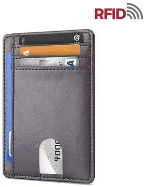 Mens Leather Slim Wallet Credit Card Holder RFID Blocking Pocket ID Money PU USA - Smooth Gray Mens Leather Slim Wallet Credit Card Holder RFID Blocking Pocket ID Money PU USA - Smooth Gray