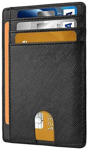 Mens Leather Slim Wallet Credit Card Holder RFID Blocking Pocket ID Money PU USA - Cross Black Mens Leather Slim Wallet Credit Card Holder RFID Blocking Pocket ID Money PU USA - Cross Black