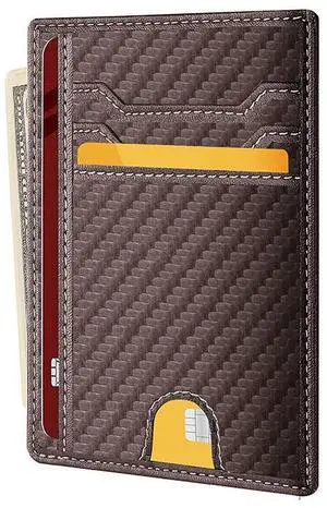 Mens Leather Slim Wallet Credit Card Holder RFID Blocking Pocket ID Money PU USA - Carbon Fiber Coffee Mens Leather Slim Wallet Credit Card Holder RFID Blocking Pocket ID Money PU USA - Carbon Fiber Coffee