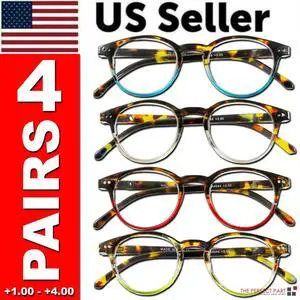4 Pairs Mens Women Spring Hinge Round Horn Power Oval Reading Reader Glasses 1-4 - +1.00 Strength 4 Pairs Mens Women Spring Hinge Round Horn Power Oval Reading Reader Glasses 1-4 - +1.00 Strength