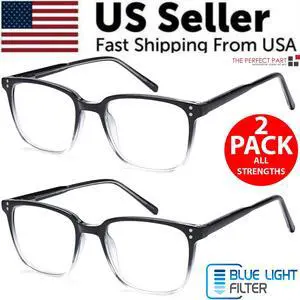 2 PK Unisex Blue Light Blocking Reading Glasses Computer Readers For Men Women - Black and Clear 2 PK Unisex Blue Light Blocking Reading Glasses Computer Readers For Men Women - Black and Clear