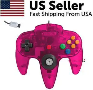 New Wired Controller Joystick Compatible With Nintendo 64 N64 Video Game Console - Transparent Pink New Wired Controller Joystick Compatible With Nintendo 64 N64 Video Game Console - Transparent Pink