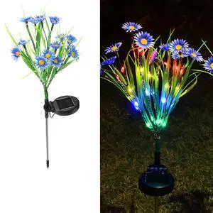 Solar Garden Lights LED Flower Stake Lamp Outdoor Yard Waterproof Patio Decor - Blue Solar Garden Lights LED Flower Stake Lamp Outdoor Yard Waterproof Patio Decor - Blue