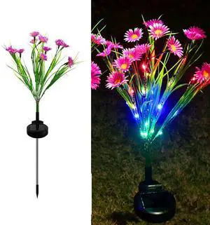 Solar Garden Lights LED Flower Stake Lamp Outdoor Yard Waterproof Patio Decor - Pink Solar Garden Lights LED Flower Stake Lamp Outdoor Yard Waterproof Patio Decor - Pink