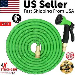 4X Stronger Deluxe Expandable Flexible Garden Hose Water Hose 25, 50, 75, 100FT - 75FT Hose W Nozzle Sprayer - G 4X Stronger Deluxe Expandable Flexible Garden Hose Water Hose 25, 50, 75, 100FT - 75FT Hose W Nozzle Sprayer - G