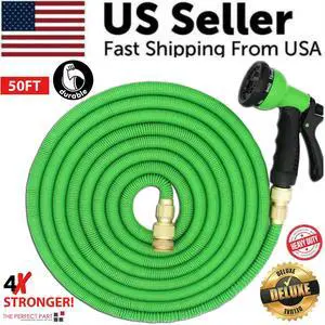 4X Stronger Deluxe Expandable Flexible Garden Hose Water Hose 25, 50, 75, 100FT - 50FT Hose W Nozzle Sprayer - G 4X Stronger Deluxe Expandable Flexible Garden Hose Water Hose 25, 50, 75, 100FT - 50FT Hose W Nozzle Sprayer - G