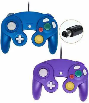 2 Pack Wired NGC Controller Gamepad for Nintendo GameCube GC & Wii U Console USA - Blue / Purple 2 Pack Wired NGC Controller Gamepad for Nintendo GameCube GC & Wii U Console USA - Blue / Purple