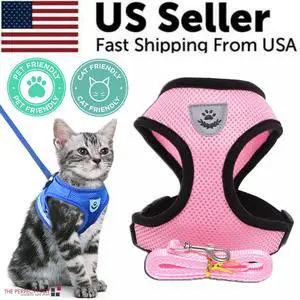 Cat Dog Pet Harness Adjustable Control Vest Dogs Reflective S M L XL Leash - Pink Cat Dog Pet Harness Adjustable Control Vest Dogs Reflective S M L XL Leash - Pink