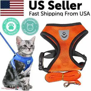 Cat Dog Pet Harness Adjustable Control Vest Dogs Reflective S M L XL Leash - Orange Cat Dog Pet Harness Adjustable Control Vest Dogs Reflective S M L XL Leash - Orange