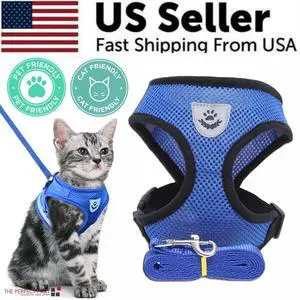 Cat Dog Pet Harness Adjustable Control Vest Dogs Reflective S M L XL Leash - Blue Cat Dog Pet Harness Adjustable Control Vest Dogs Reflective S M L XL Leash - Blue