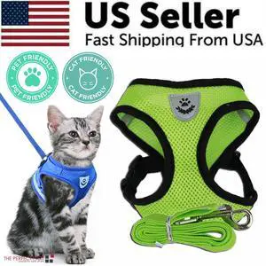 Cat Dog Pet Harness Adjustable Control Vest Dogs Reflective S M L XL Leash - Green Cat Dog Pet Harness Adjustable Control Vest Dogs Reflective S M L XL Leash - Green