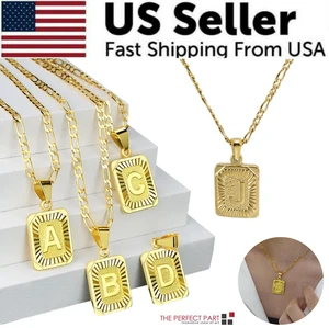 Gold Plated Initial Letter A-Z Pendant Necklace Choker Jewelry 18" Steel Chain - J Gold Plated Initial Letter A-Z Pendant Necklace Choker Jewelry 18" Steel Chain - J
