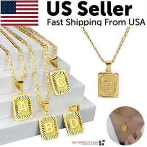 Gold Plated Initial Letter A-Z Pendant Necklace Choker Jewelry 18" Steel Chain - E Gold Plated Initial Letter A-Z Pendant Necklace Choker Jewelry 18" Steel Chain - E