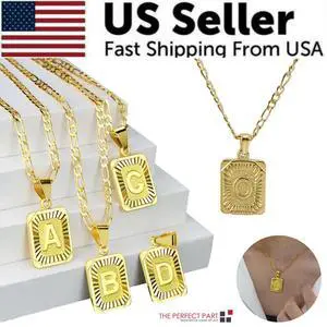 Gold Plated Initial Letter A-Z Pendant Necklace Choker Jewelry 18" Steel Chain - O Gold Plated Initial Letter A-Z Pendant Necklace Choker Jewelry 18" Steel Chain - O