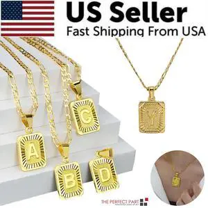 Gold Plated Initial Letter A-Z Pendant Necklace Choker Jewelry 18" Steel Chain - Y Gold Plated Initial Letter A-Z Pendant Necklace Choker Jewelry 18" Steel Chain - Y