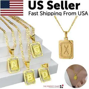 Gold Plated Initial Letter A-Z Pendant Necklace Choker Jewelry 18" Steel Chain - X Gold Plated Initial Letter A-Z Pendant Necklace Choker Jewelry 18" Steel Chain - X