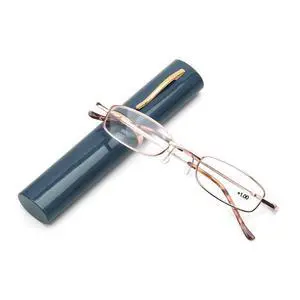 Compact Reading Glasses with Aluminum Tube Case Men Women Spring Hinge Reader - +2.00 Strength Compact Reading Glasses with Aluminum Tube Case Men Women Spring Hinge Reader - +2.00 Strength